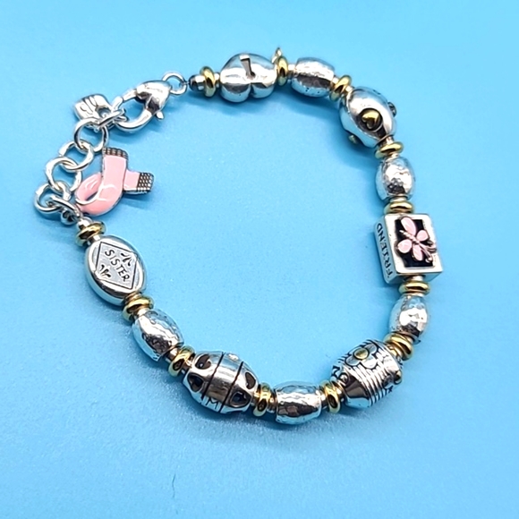 Brighton 2008 "POWER OF PINK" Sister, Wife, Friend Silver Bead & Enamel Bracelet - Picture 3 of 9